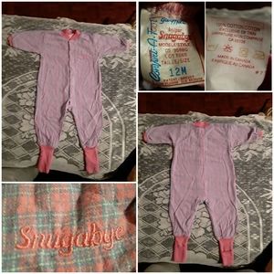 Snugabye Vintage BabyGirl 12M Pnk&Prpl Plaid Onsie